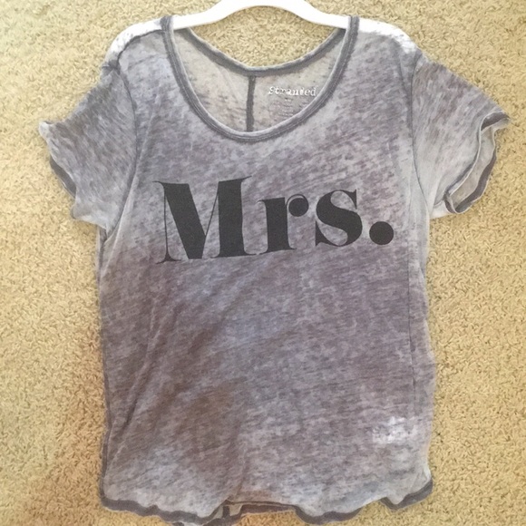 Mrs Bridal Sheer Distressed “ Mrs “  T Shirt SZ M by Stranded - Picture 4 of 6
